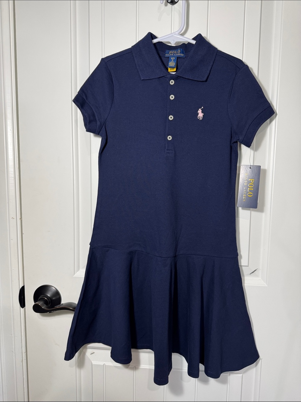 Ralph Lauren Navy Polo Dress with Pink Pony Size 7